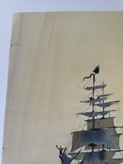 Rex Brandt Painting Nautical Boat Ship Sea Seascape Listed Famous Vintage Coast