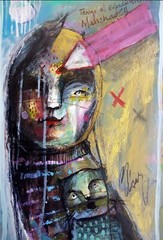 Acrylic On Cardboard By Carlos Cesar cuban art 48x33cm T: Expediente Manchao