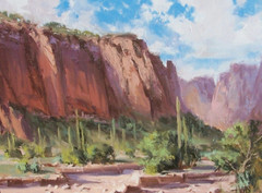 TOM HAAS painting ‚Rio Salado Cliffs‘ oil 12″x16″ Tonto National Monument ruins