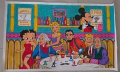 Cuban Pop Art Painting of 4 USA Presidents with Burgers, Fries, Marilyn & Mickey