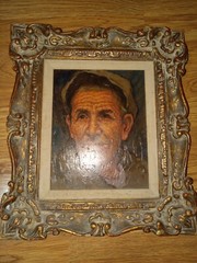 Emanuel Schary Original Oil on Board Painting Old Israeli Man – 1970s