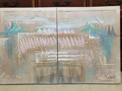 (2) Lee Reynolds Signed 30″x24” Textured Canvas Panel Pastel Paintings