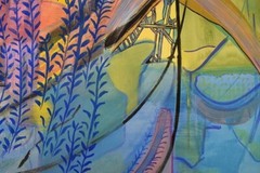 Ivy Lysdal, b 1937. Gouache on cardboard. Abstract painting. Late 20th C.