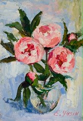 Original Oil Painting Pink Peony Floral Art Hand Painted Flower Wall Decor 12×8