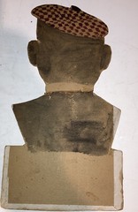 Antique Circa 1910 Folk Art Watercolor On Cardboard 6 Busts on wood stand signed