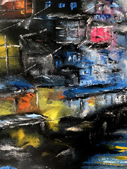 Cyberpunk Painting Cityscape Original Art Abstract Artwork City Wall Art Large