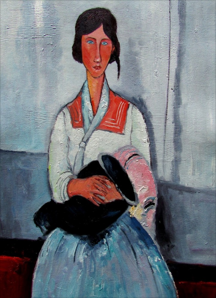 Amedeo Modigliani’s Gypsy Woman, Quality Hand Painted Oil Painting 12x16in