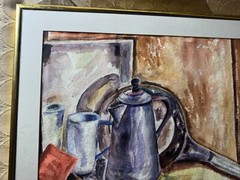 Antique Glaser 1934 „Still Life Scene“ Watercolor Painting – Signed And Framed