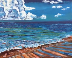 OCEAN BEACH SEASCAPE Original Art PAINTING DAN BYL Contemporary Large 4×5 feet