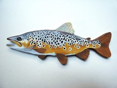 Hand Painted Brown Trout – Wood Cut Out- For Wall Art By Phyllis