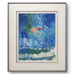 Ocean Swim With Best Friend Vibrant Seascape Expressionism Painting 11x14Canvas