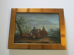 ANTIQUE 18TH TO 19TH CENTURY PAINTING ON WOOD OLD MASTER LANDSCAPE FIGURES