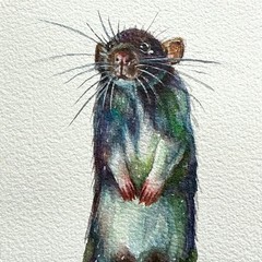 Miniature Rat Portrait Painting Original Watercolor Ornate Framed Animal Art