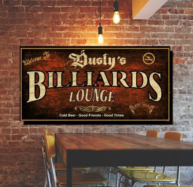 PERSONALIZED Canvas Wrap Billiard Lounge Pool PLaying Art Sign Wall Home decor