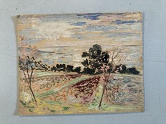 Belle Oil Painting Landscape On Panel Cardboard 1950 Impressionist Pointillism
