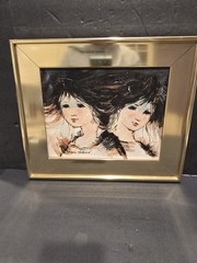 Vintage MCM “Ladies are Twins” 1970’s Oil on Canvas Painting by Kevin McAlpin