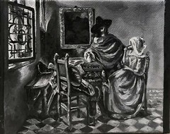 Vermeer Reproduction Original Oil Painting Art Canvas Woman Man Sign Artist 4″x5