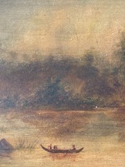 FINE ANTIQUE 19TH CENTURY LANDSCAPE OIL PAINTING OLD HUDSON RIVER SCHOOL 1880s