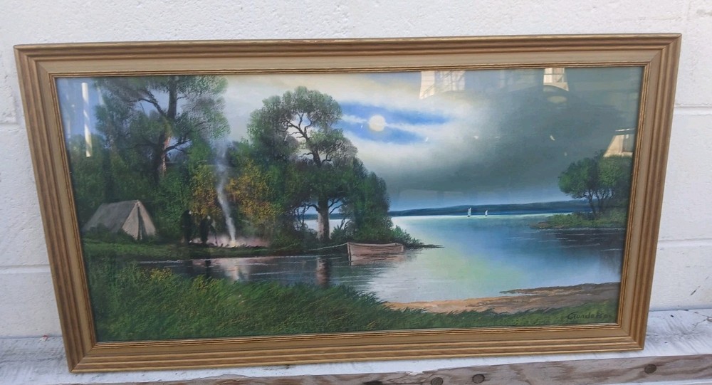 Original Andrew Gunderson Pastel Landscape Signed Framed Under Glass Mages