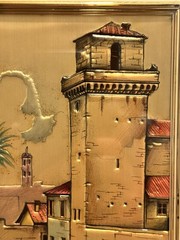 Large Vintage Italian 925 Silver Embossed Wall Art by Waiss – Village Scene