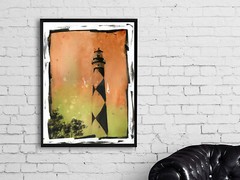 Watercolor painting Cape Lookout lighthouse OBX North Carolina art (original)