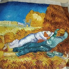Van Gogh handpainted Siesta? Painting MEDIUM 35in.across size on linen