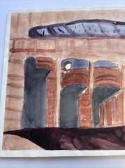 URBAN MODERNIST PAINTING ARCHITECTURAL ABSTRACT REGIONALISM SIGNED VINTAGE