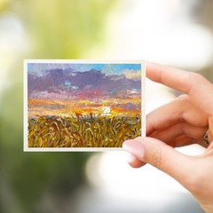 ACEO Original Oil Painting Evening Sunset 24 Art Cards Impasto 3.5×2.5 Signed OS