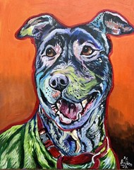 Terrier mix Dog Benefits Shelter original acrylic by Melissa Bollen “Peony“