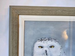 Vintage Original Acrylic Snowy Owl Hand Painting Signed Framed 23″x29″