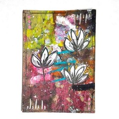 Graffitti Flower #1a – ACEO Mixed Media Floral Street Art Style Recycled Paper
