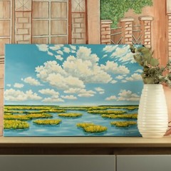 Original Oil Painting Marsh Swamp Scene Nature Painting Wall Art Home Decor