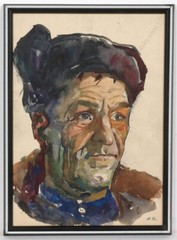 Anatoli Dovzhenko (1932-1991), „Kolkhoznik“, Watercolor, 1960s (1)