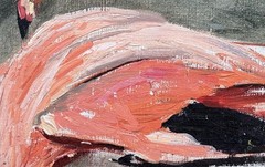 1920s Flamingos Bird Oil Painting by Important Female Artist JESSIE ARMS BOTKE