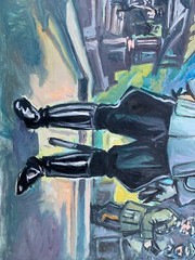 Oil Painting Commander Litvinov A Original Unframed Wall Hanging Decor n1468AAA