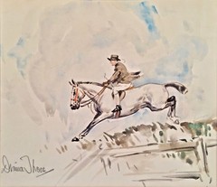 Listed Artist Diana Thorne (1895-1963) Signed Watercolor 1936 „Over Jump“