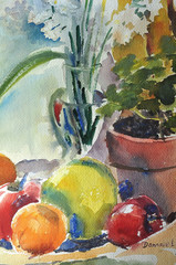Still Life With Flowers Watercolor Donnave Lindsey American Watercolor Society