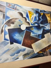 Large 1992 „An Abstract Composition“ Mixed Media Painting – Signed And Framed