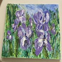 Painting Acrylic Palette Knife Iris Flower Canvas 12×12 – LOCAL ARTIST