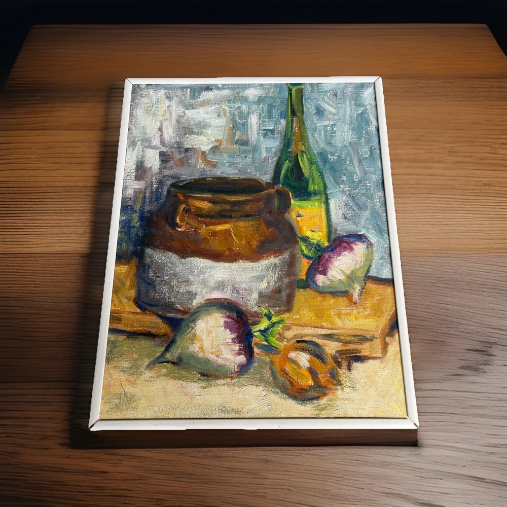 Original Vintage still life Oli On Canvas Framed 18 X 14