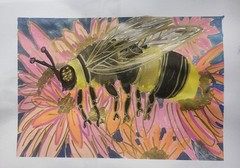 Honeybee Floral Original Abstract 9×12 Watercolor Paper Signed Contemporary