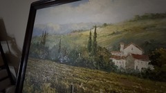 Italy Tuscany Colorful Landscape Vineyard Original Oil Painting 36″ X 24″ GC