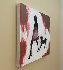 Oil Painting on Canvas A Lady with Her Pet, 16”x16”x1.5”