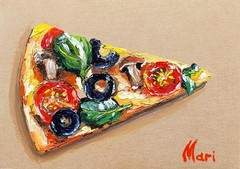 Pizza Vegetariana Painting Still life Original Art Kitchen Fast Food Capricciosa