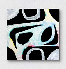 SLOOG Original Art Expressionism B&W Painting on Canvas 8×8 Abstract Tribal