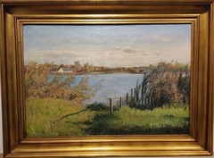 Viggo Langer (1860-1942): LAKE LANDSCAPE, original oil painting, dated 1939