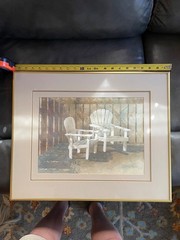 Original Gloria Miller Allen Watercolor – „Adirondack Chairs“ (1988) – Signed, M