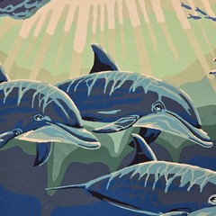 Dolphins ride Finished Acrylic Painting Paint By Number Nautical Ocean 20×16