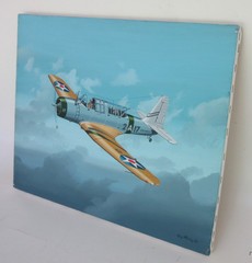 Raymond Waddey 2008 Painting on Canvas of US Navy Vought SB2U Vindicator 16″x20″