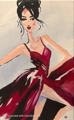 Dancing in a Red Dress Original Acrylic Painting 11×14 Signed Canvas Art